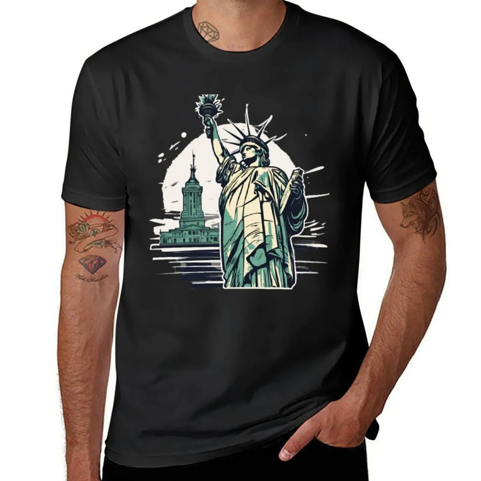 New York Public Library T-Shirt anime boys animal print summer top customs oversized t shirts for men