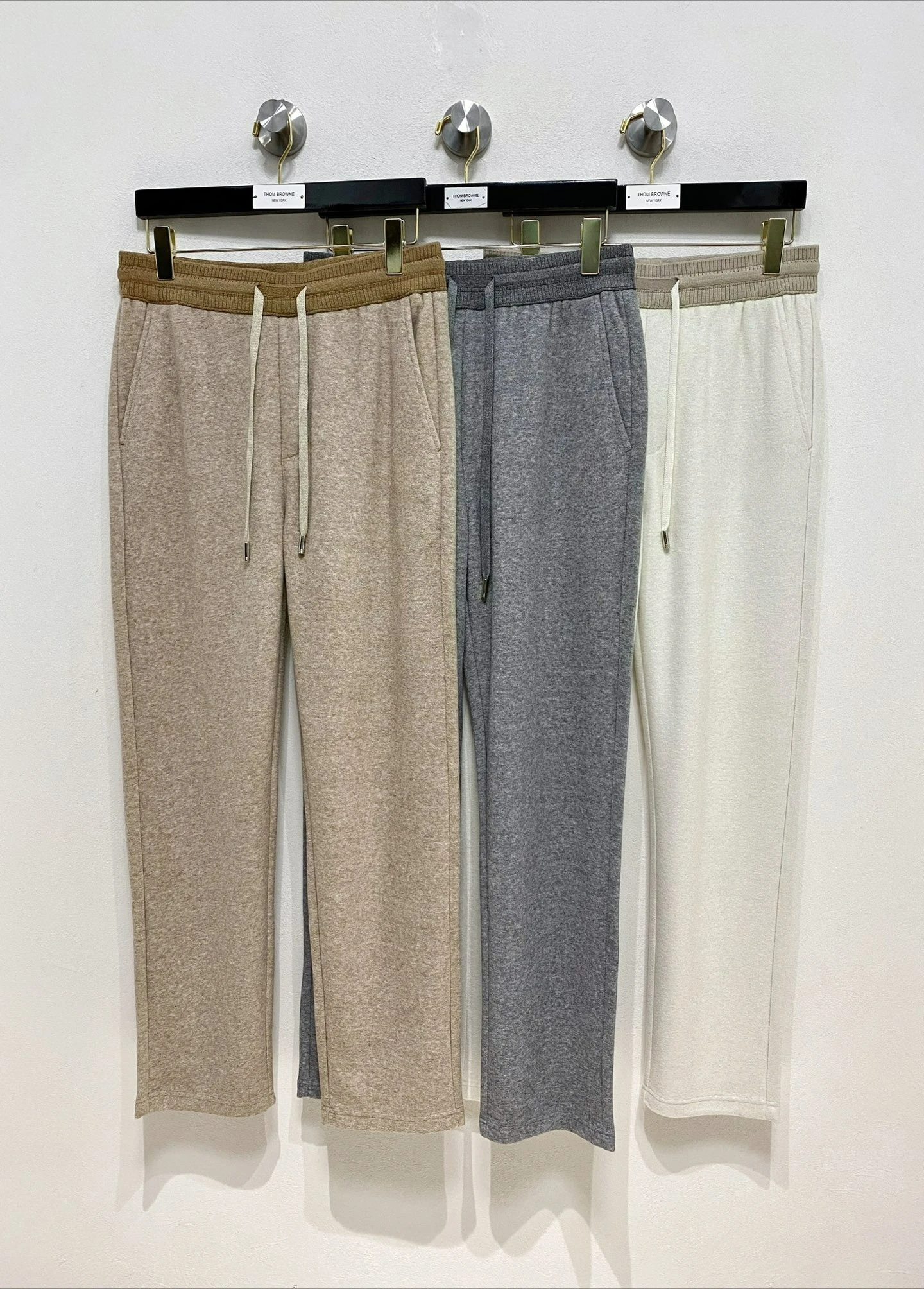 

Italian old money style LP warm and stylish high-density towel surface blend elastic waist straight feet casual pants