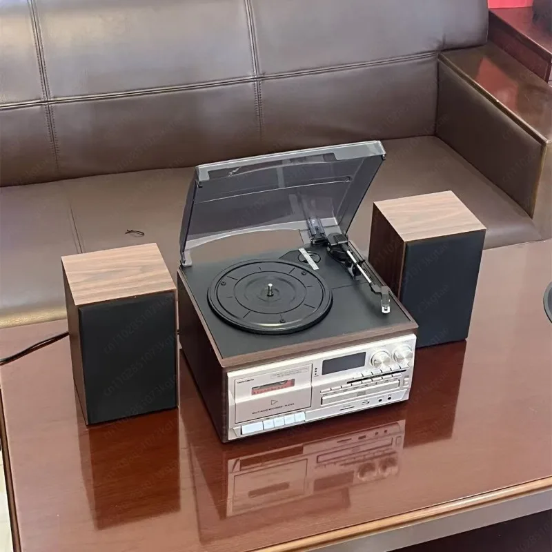 Retro vinyl record player, multi-functional CD tape, Bluetooth integrated American-Taiwanese light luxury small electric audio