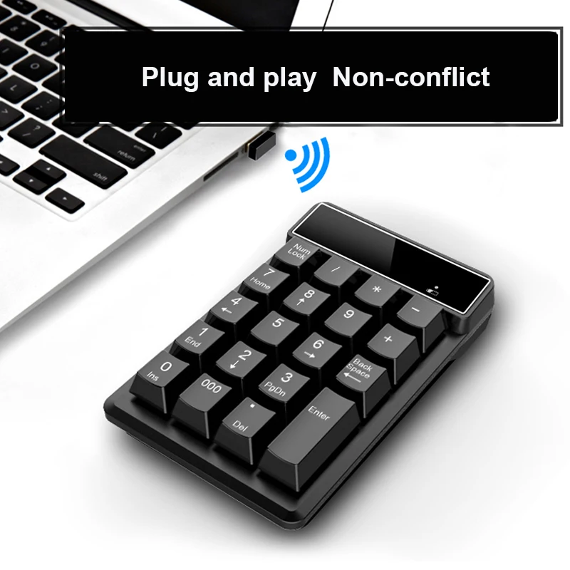 2.4G لوحة المفاتيح الرقمية اللاسلكية يشعر الميكانيكية 19 مفاتيح Numpad مفاتيح عدد لوحة المفاتيح الرقمية السلكية لأمهام المحاسبة الكمبيوتر لوحة المفاتيح #5