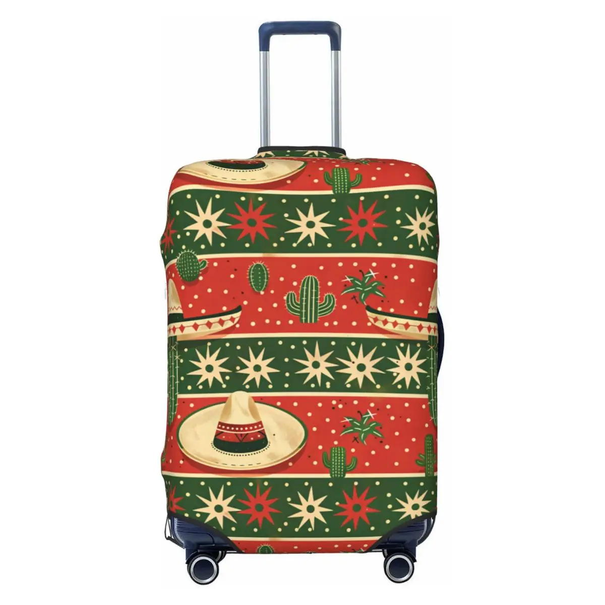 Custom Mexican Cactus & Sombrero Fiesta Print Luggage Cover Protector Fashion Travel Suitcase Covers for 18-32 Inch