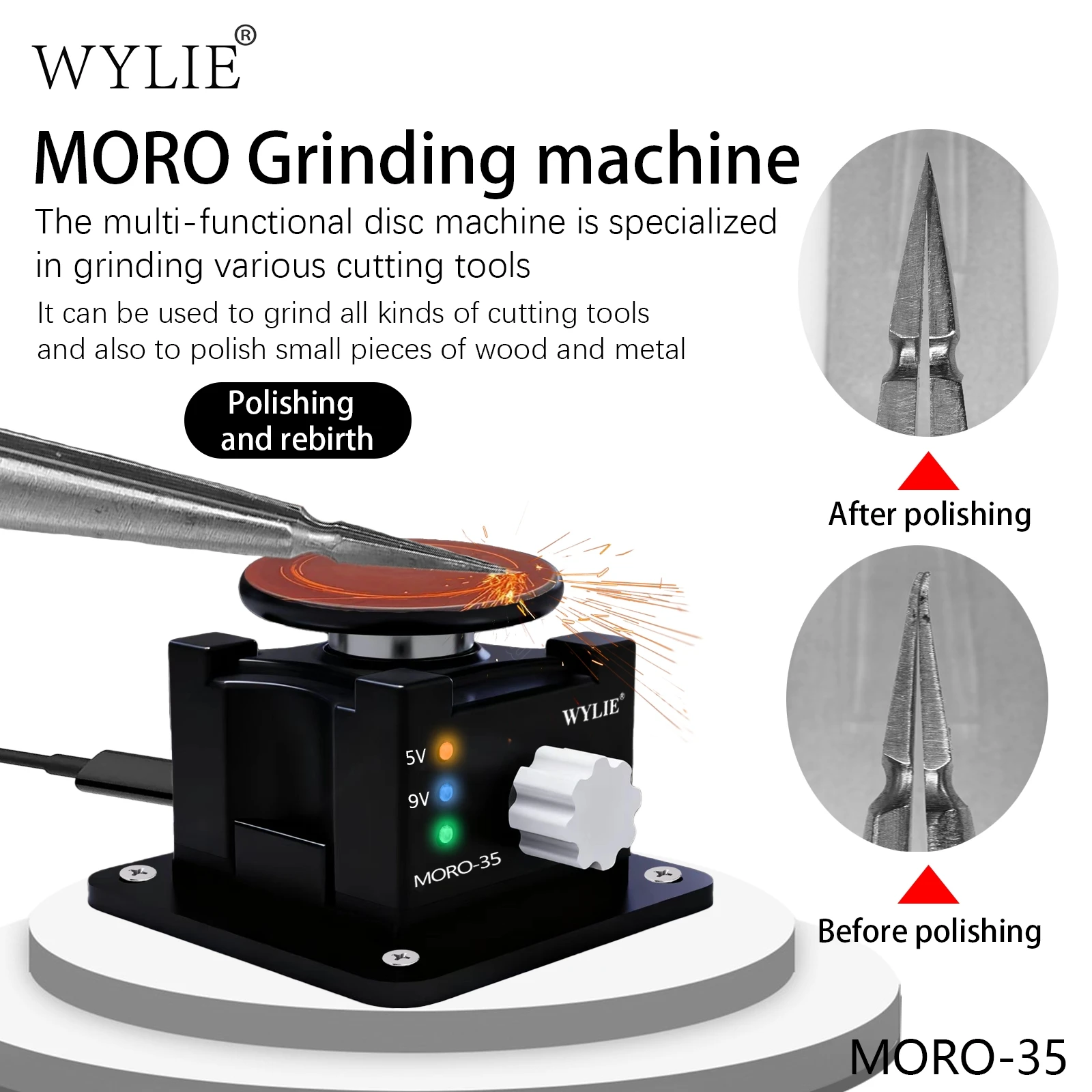 WEILI MORO-35 Magician grinder, small disc polishing and grinding blade, watch pen, tweezers, engraving knife, polishing machine view 2