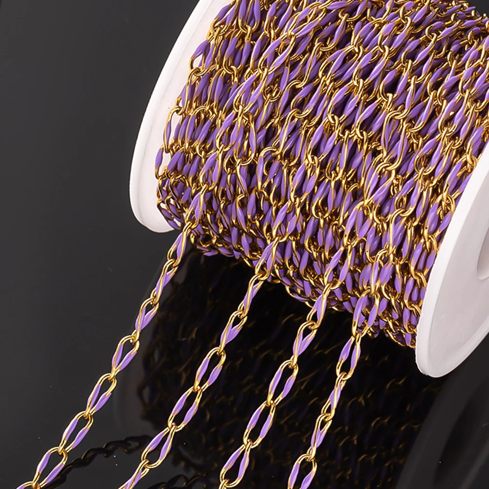 

1meter Gold Plated Stainless Steel Enamel Chains For Jewelry Makings DIY Cable Chains For Jewelry Necklace Bracelets Accessories