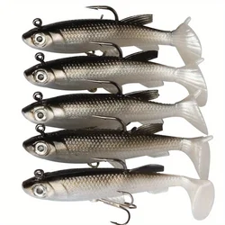 5pcs/Lot Jig Hook Silicone Soft Bait Set Swimbait 8cm 12.5g Fishing Wobblers Artificial Rubber Baits for Pike Bass Lure Tackle
