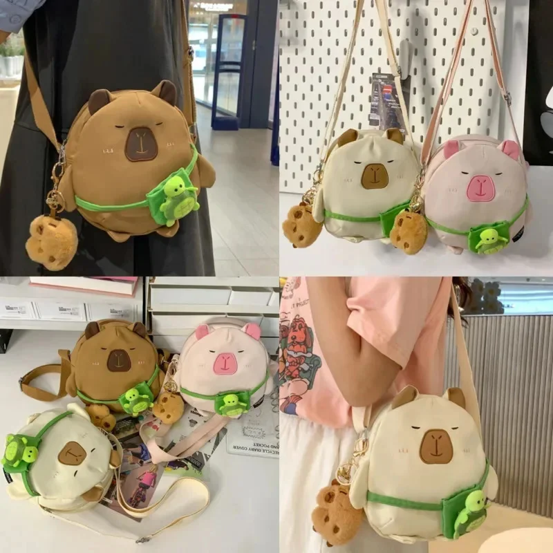 Capybara Crossbody Bag Y2K Plush Doll Shoulder Bag Cute Summer Crossbody Small Bag Cartoon Funny Dolphin Girl Couple Phone Bag