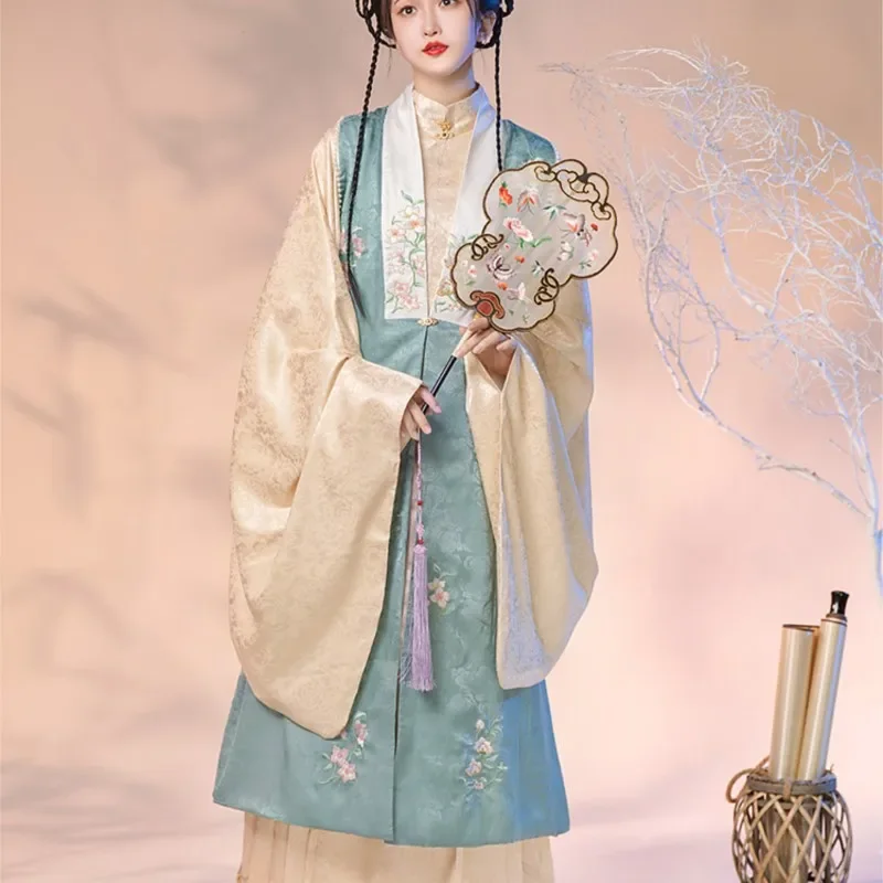 

Original Hanfu Dress Women Ming Made Stand-up Collar Long Jacket Bijia Horse Face Skirt Chinese Style Spring Autumn Hanfu Dress