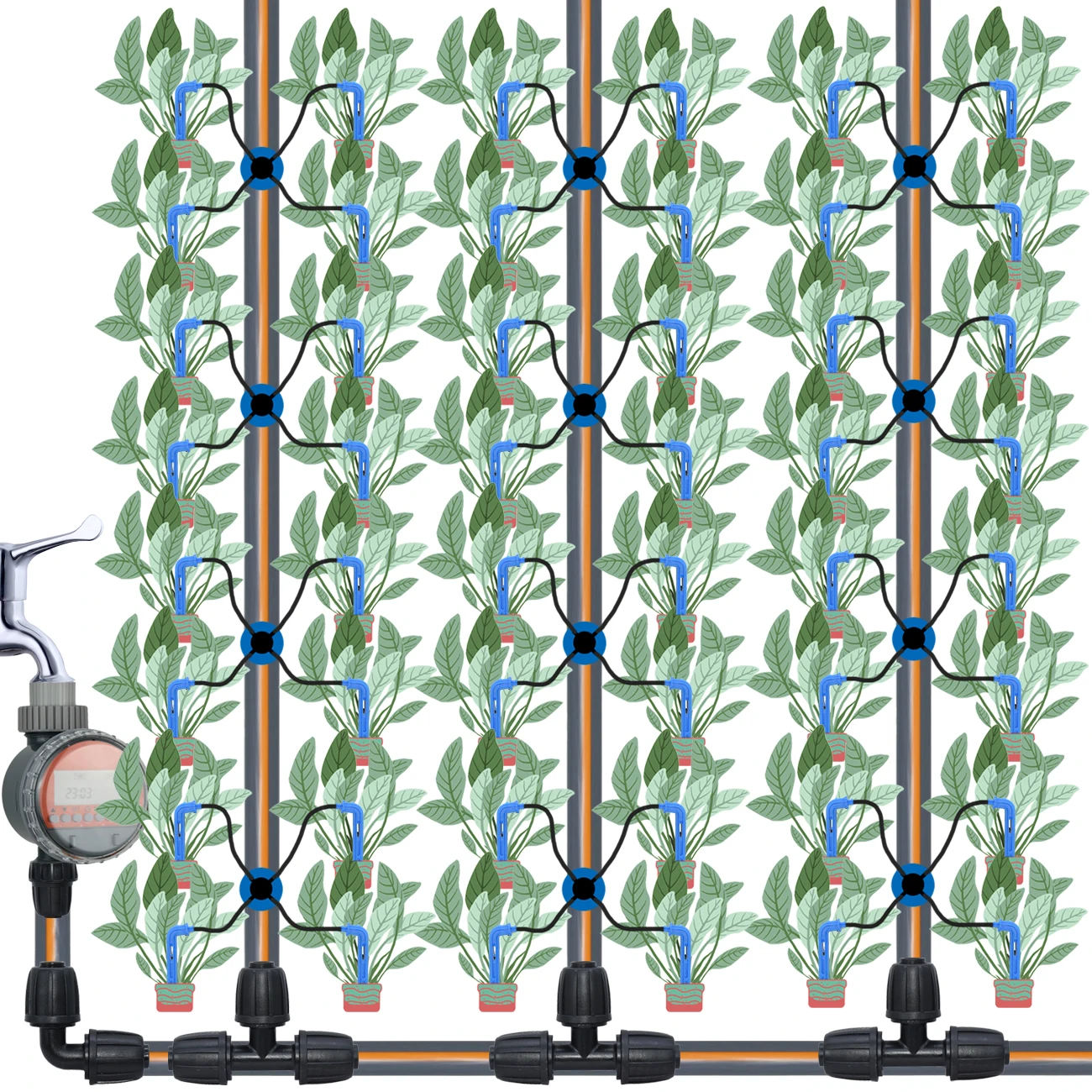 Drip Arrow Irrigation Transmitter, Dripper Sprinkler, Sistema de irrigação, Potted Growing, Yard, Estufas, 4-Way, 8L, 40m, 20m, 10 Set