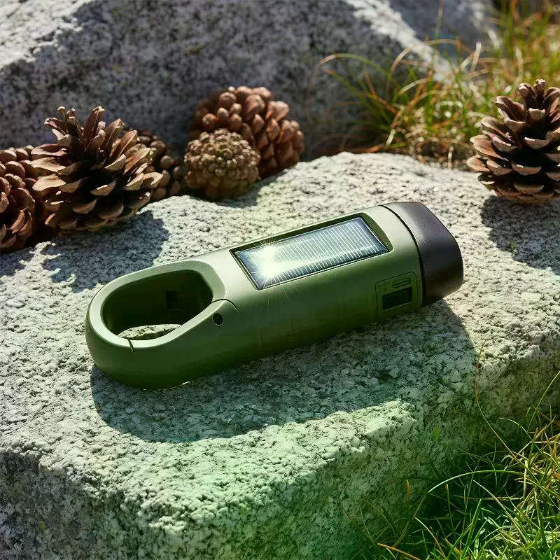 Solar Powered Hand Crank Flashlight Multi-Function Camping Emergency LED Light Outdoor Illumination Power Generation Torch