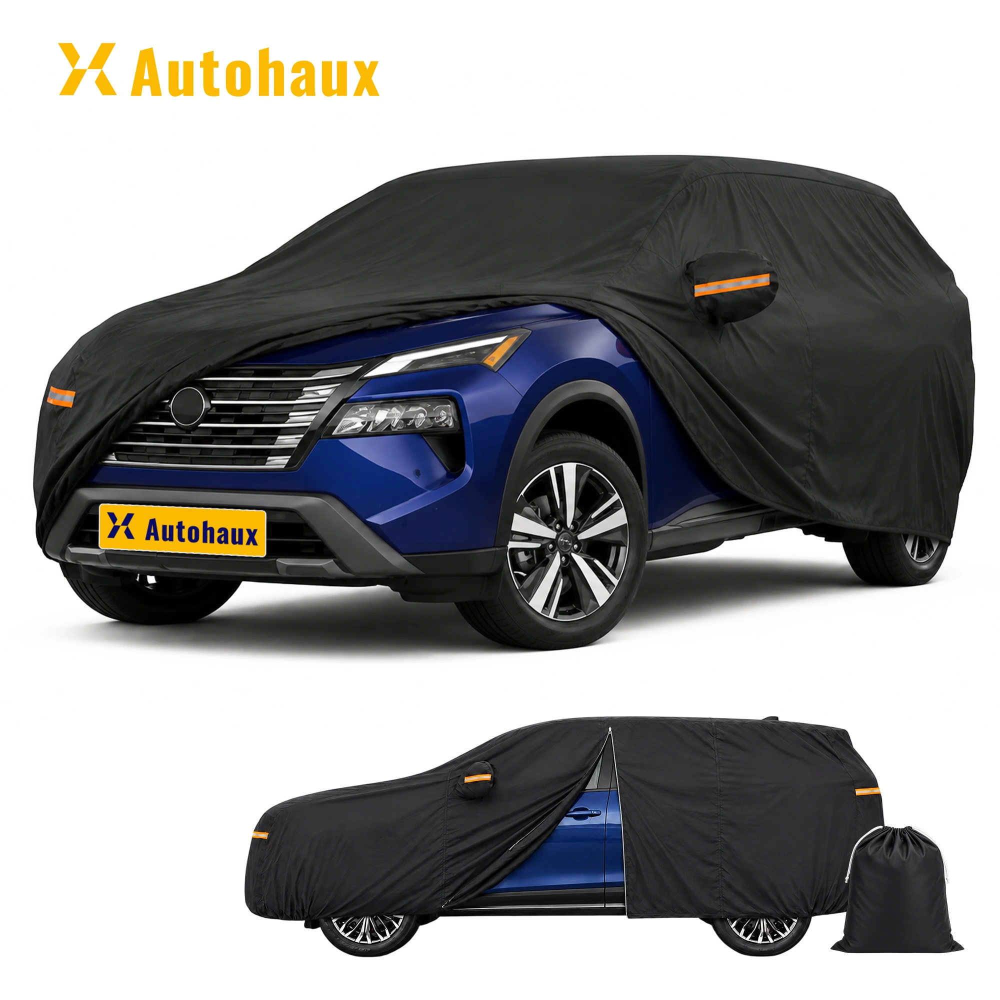 X Autohaux Waterproof 210D-PU Oxford Full Exterior Car Cover for Nissan Rogue 2014-2024 Black