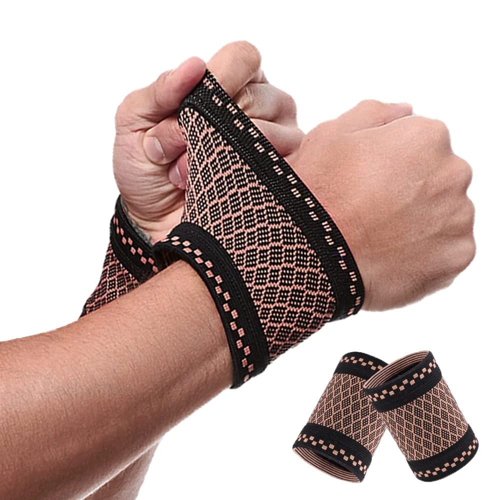 1Pair Copper Compression Wrist Sleeve Compression Wrist Supports for Men and Women Tennis, Sport, Fitness