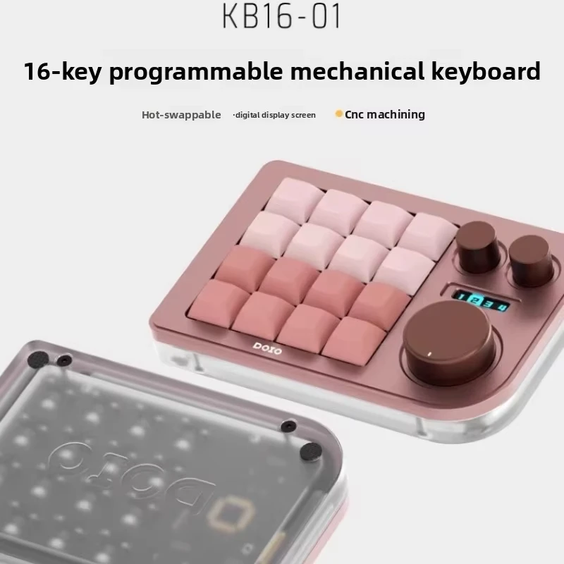 DOIO KB16 01 Mini Mechanical Keyboard 3 Knob Custom Key Positions with Digital Display Screen Support QMK Via Designer Keyboard