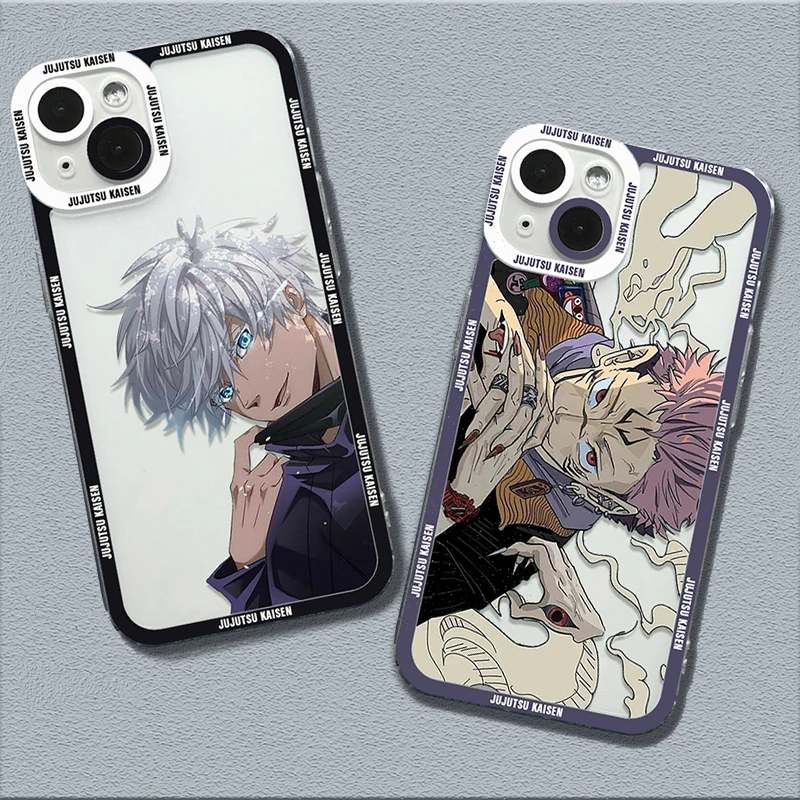 Anime Jujutsu Kaisen Phone Case For iPhone 15 14 13 12 11 Pro Max Mini XS X XR SE 7 8 Plus SE2020 Shockproof Transparent Cover