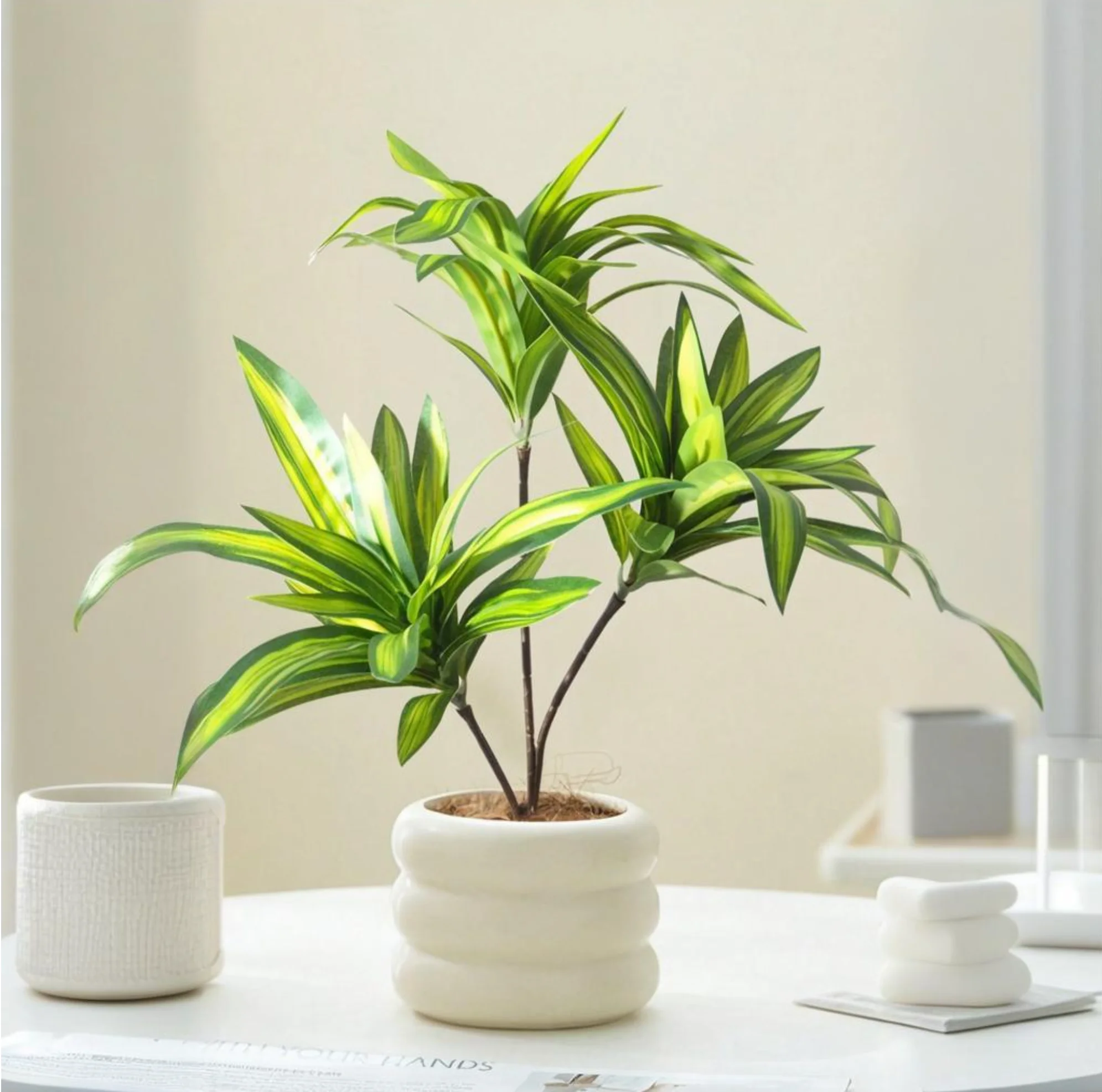 66-98cm Artificial Palm Tree Plastic Bamboo Branch Tropical Potted Plants Fake Grass For Home Desktop Plant Wall Decoration
