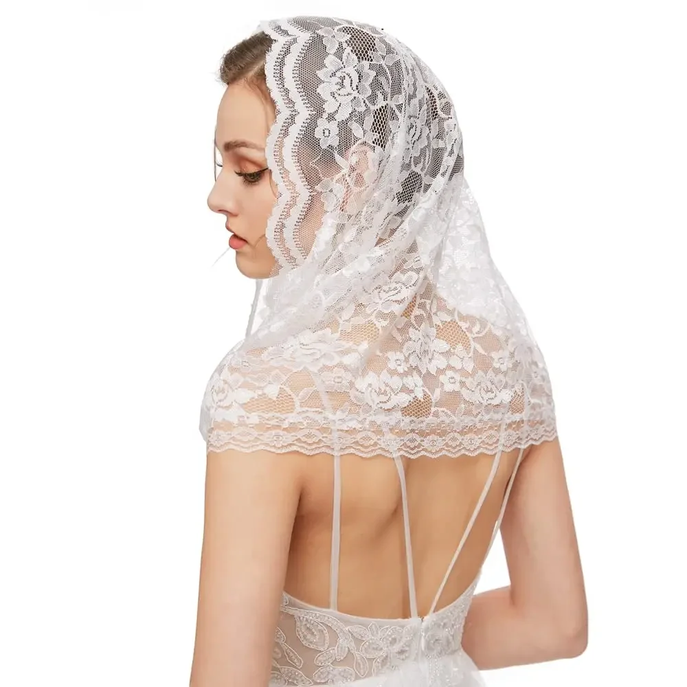 Veils Lace Scarf Veil Head Covering Latin Mass Mantilla Veil (White) 2025