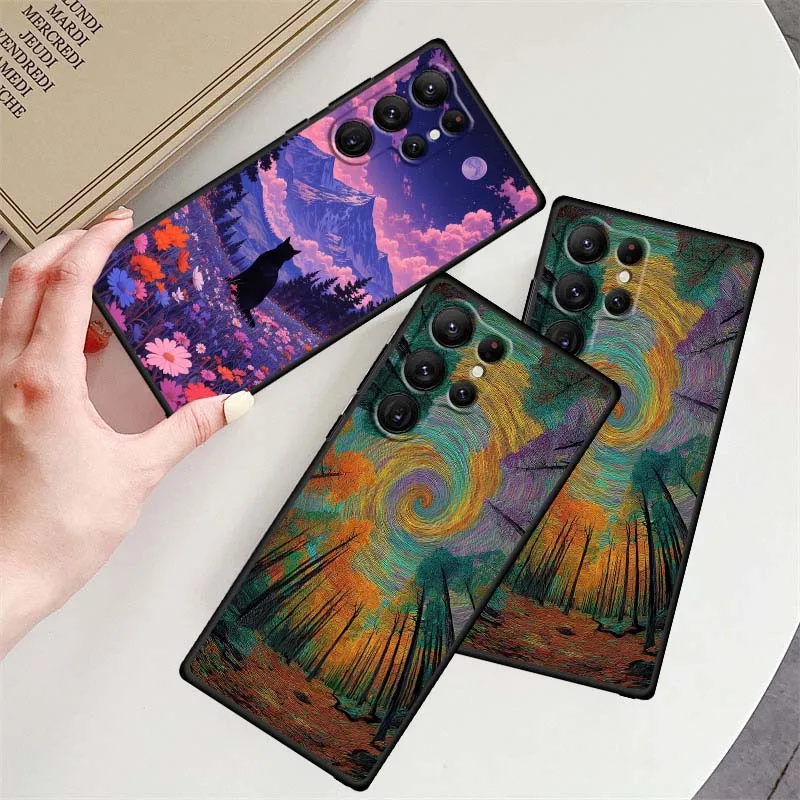 مضيئة تألق الغزلان فتاة قضية الهاتف لسامسونج غالاكسي S25 S24 S23 S22 S21 S20 S10 الترا زائد FE 5G أسود لينة غطاء من البولي يوريثان #3