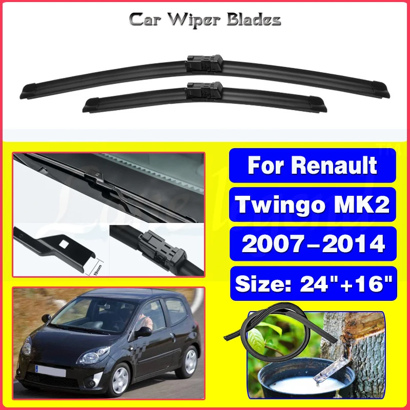 Car Wiper Blade For Renault Twingo MK2 2007-2014 Front Window Washer Windscreen Windshield Wipers Blades Accessories 24