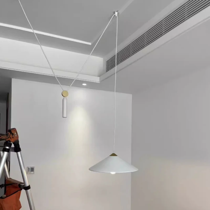 

Modern Liftable pendant lamp Nordic led cone pendant light for restaurant bedroom Living room Minimalist Linear pendant light