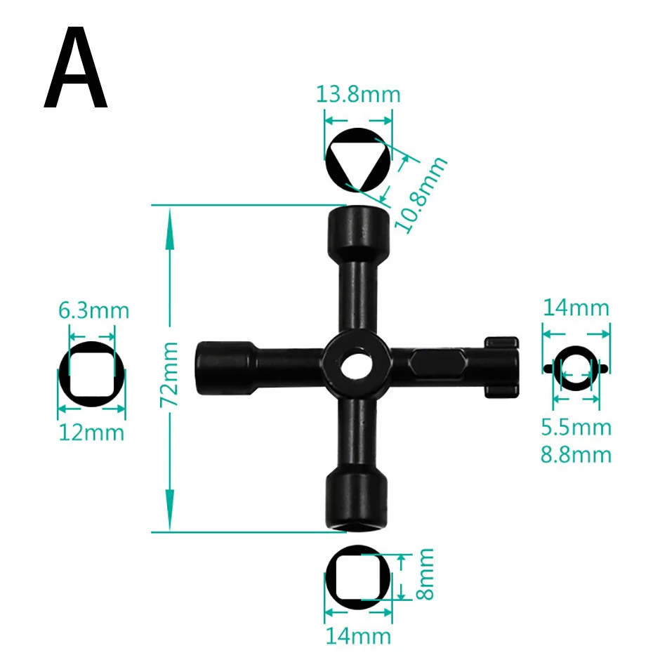 Multifunction Cross Switch Square Key Wrench Alloy Universal Triangle For Elevator Electrical Cupboard Box Train Cabinet