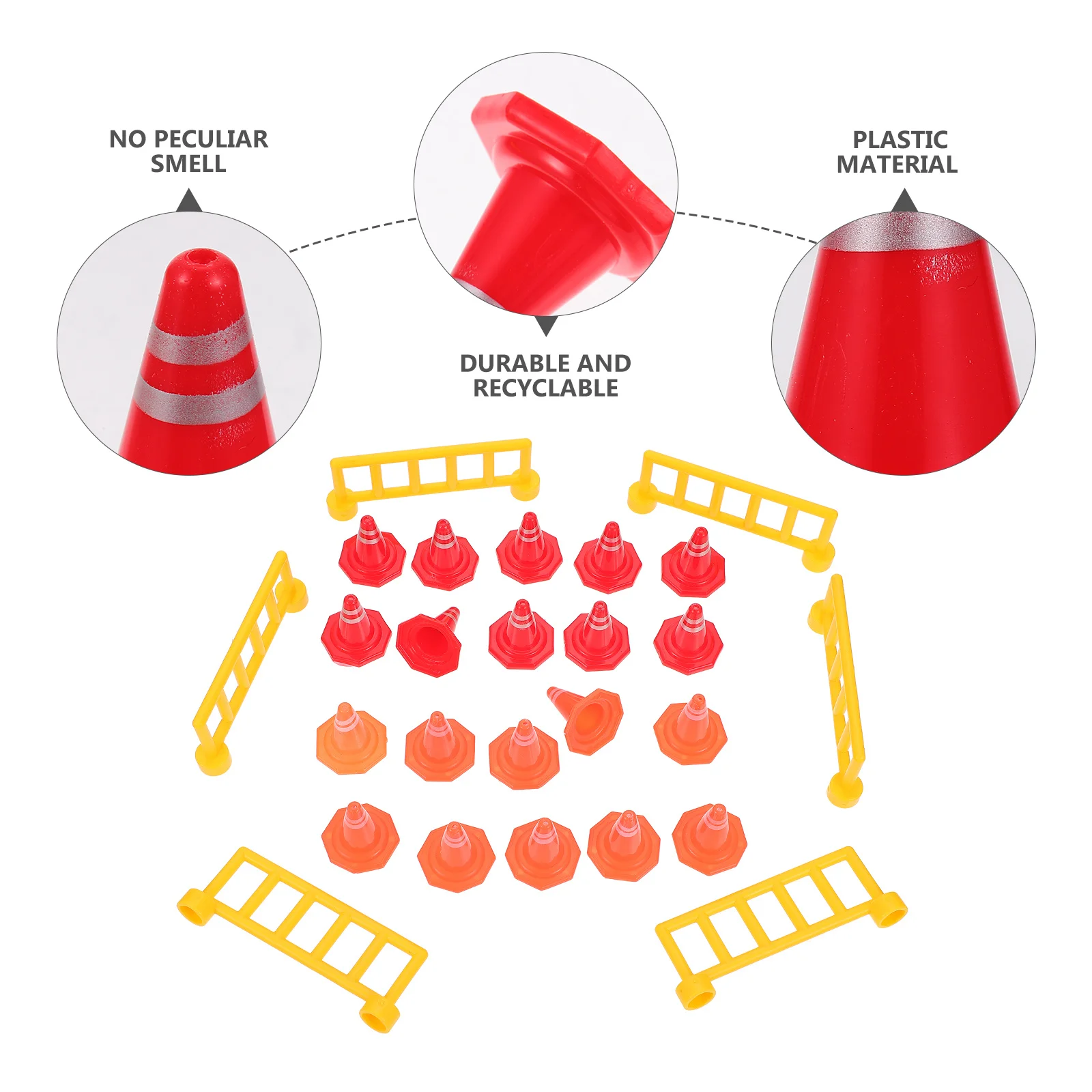 26pcs Traffic Safety Cones For Kids Mini Road Construction Sign Set Durable Plastic Educational Traffic Identification Diy Play