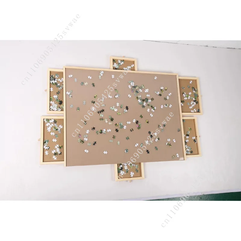 

High Quality Wooden Puzzle Table with Legs Portable with Drawers Rotatable Puzzle Storage Board Children's Puzzle Sorting Table