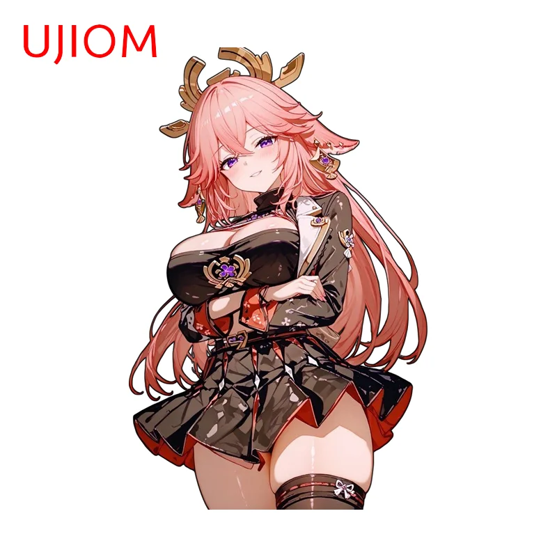 UJIOM Genshin Impact Beautiful Yae Miko Wall Sticker Personality Creative Bathroom Decal Eye Catching Computer Case Decor
