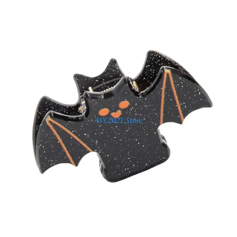 

G5GC 1PC Halloween Party Hair Clip Bat Pumpkin Design Practical Acrylic Hairpin