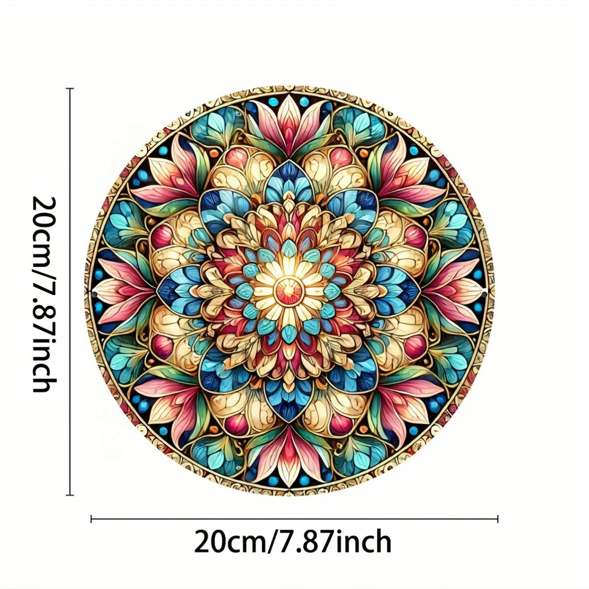 2D Flat - 【2D Flat】 2D Flat - [2D Flat] 2D Flat Print 1pc Metal Iron Sign. 19.99X19.99cm Vibrant Floral Mandala Iron Wall Art, 1