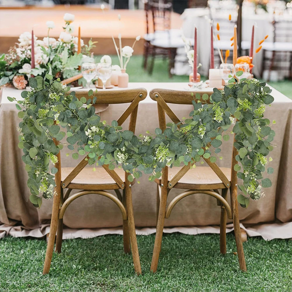Artificial Eucalyptus Garland Fake Greenery Eucalyptus Leaves Vines for Wedding Arch Backdrop Party Table Wall Home Decor - view 2
