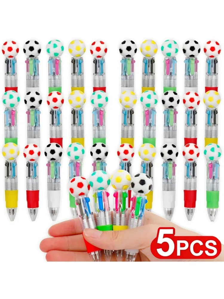 1/2/3/4/5 SZT. Uroczy długopis w kształcie piłki nożnej, czterokolorowy, kreskówkowy, wielokolorowy mini długopis do pisania, artykuły papiernicze dla chłopców i dzieci. — zdjęcie produktu 7
