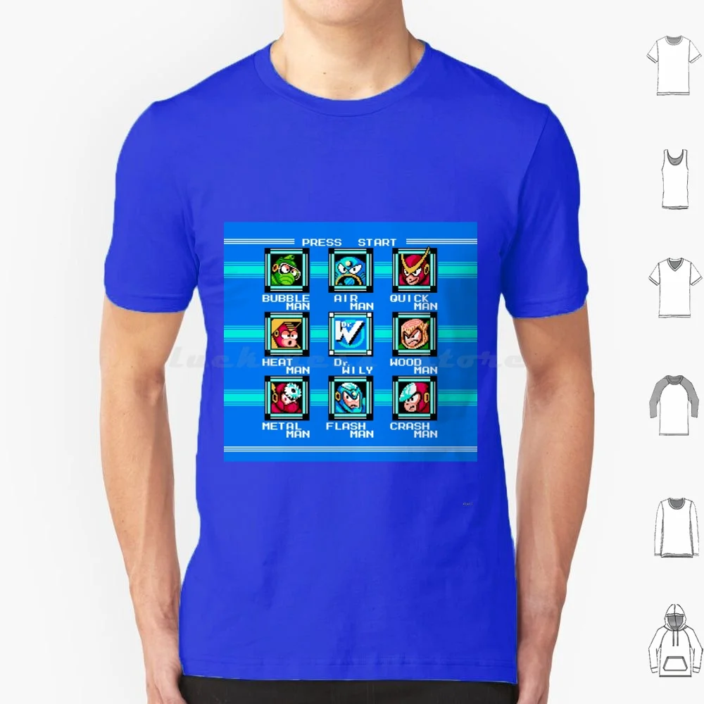 Megaman 2 Stage Select T Shirt 6xl Cotton Cool Tee Pixelart Megaman 2 Rockman 2 Rockman Megaman Mega Man Gamer Video Games Old