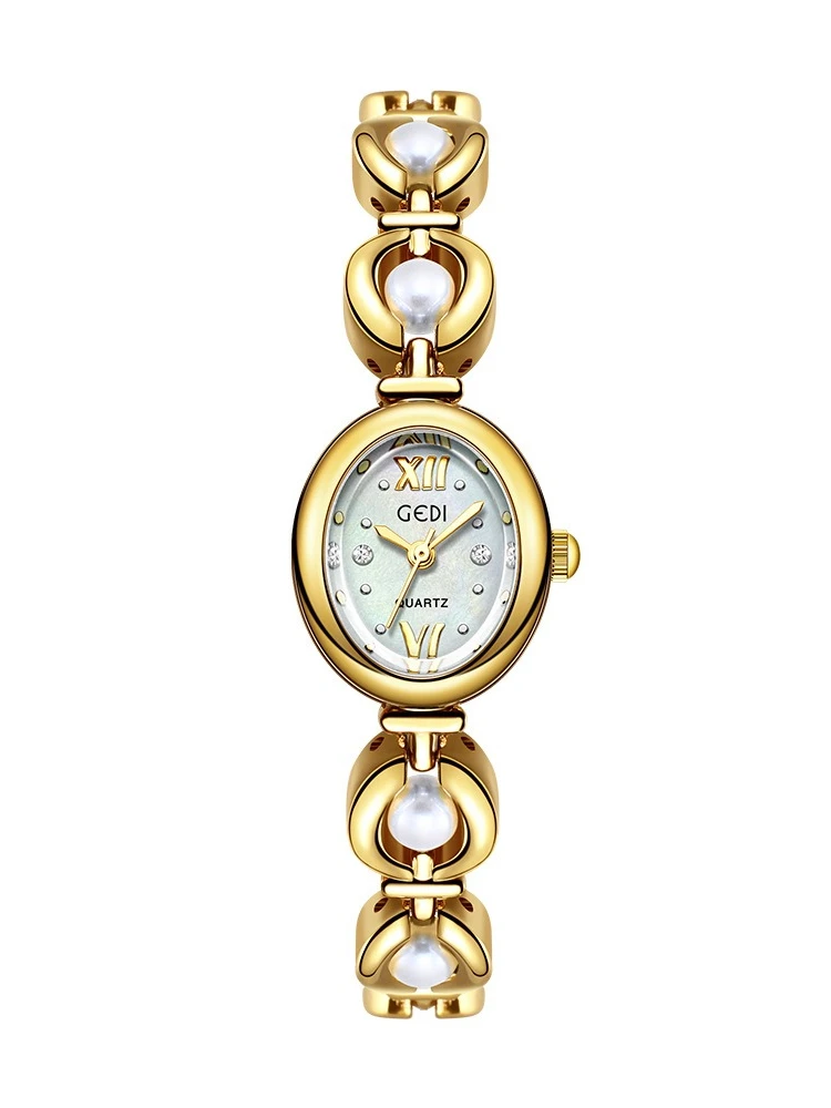 قائمة ربط الزمرد للسيدات المتخصصة الخفيفة الفاخرة ذات الشعور بالخرز على الطراز الوطني ساعة كوارتز ذات قيمة عالية #2