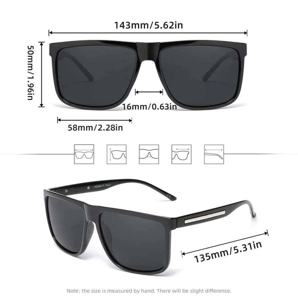 RBsunny موضة خمر النظارات الشمسية الرجال الاستقطاب UV400 نظارات كاجوال النساء مستطيل إطار كبير العصرية في الهواء الطلق النظارات #4