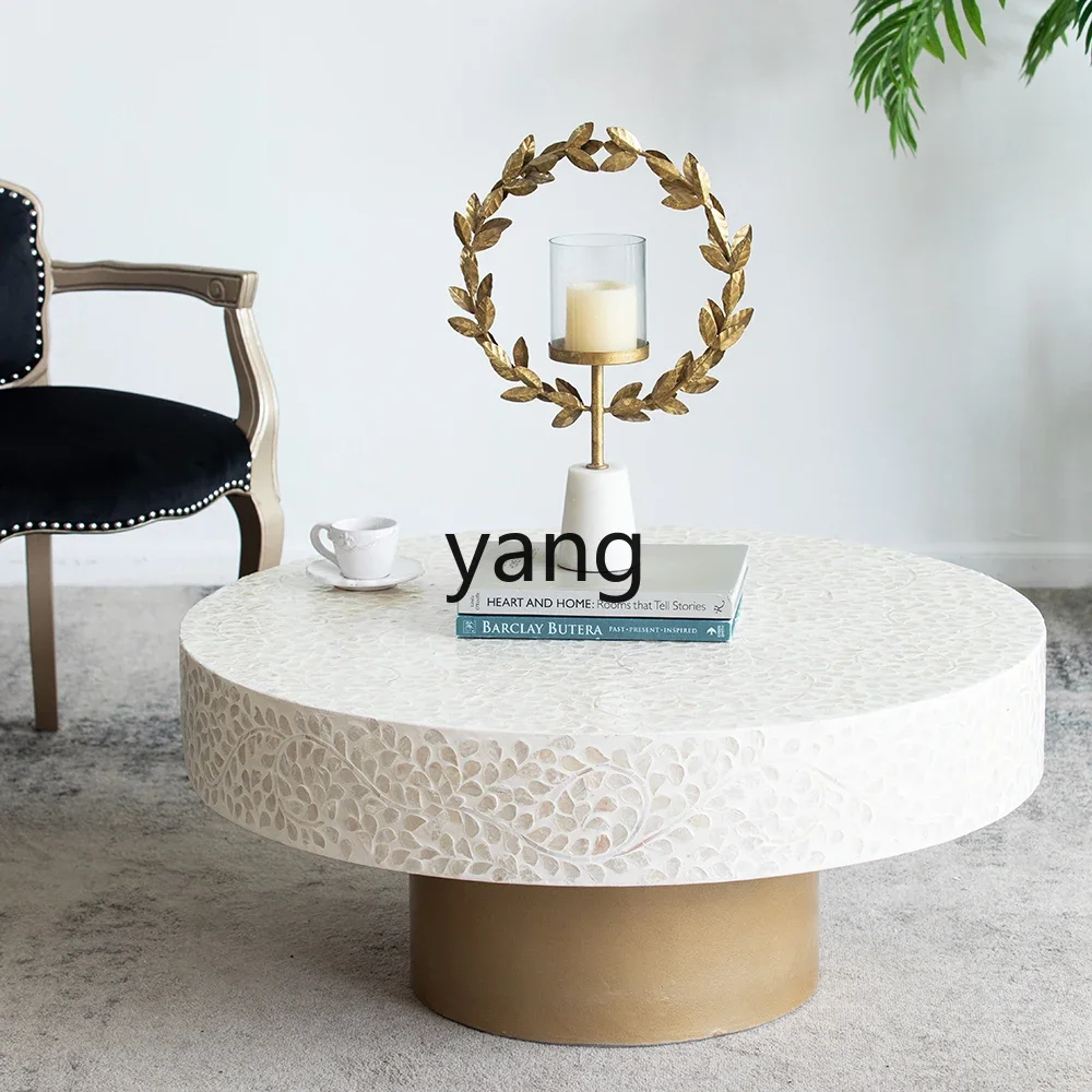 Yjq Modern Light Luxury  Model Personality Creative Shell Decoration Living Room Coffee Table Tea Table