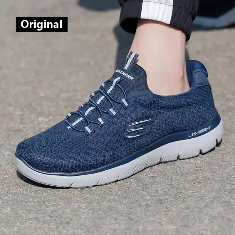 أحذية رياضية رجالية من Skechers أحذية مشي كاجوال خفيفة الوزن بسطح شبكي مسامي صيفي