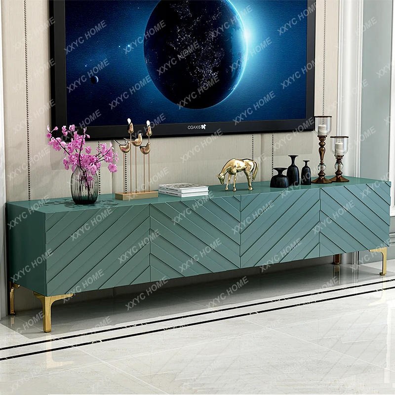 Light luxury TV cabinet Modern simple TV paint cabinet Living room cabinet Small apartment  stainless steel