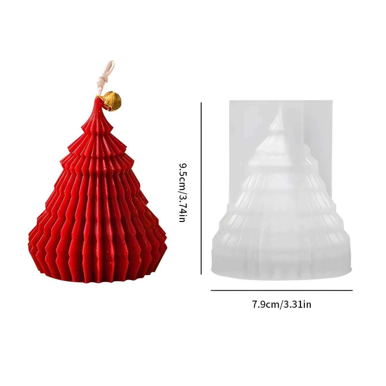 3D Origami Wrinkle Folded Christmas Tree Silicone Mold For Candle Gypsum Soap Cement Resin DIY Festive Home Holiday Decor Gift
