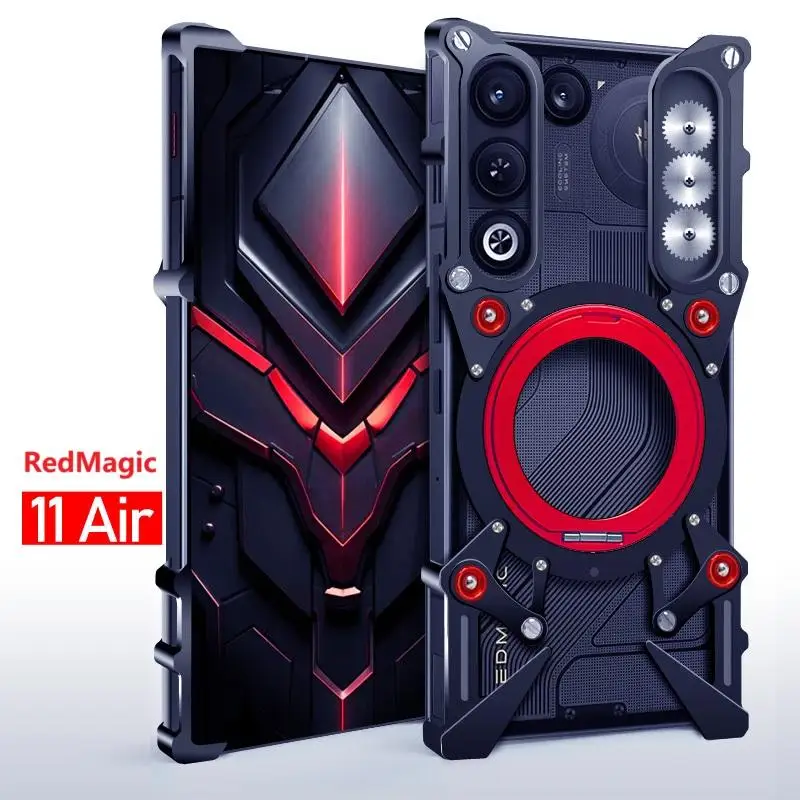 

Metal Aluminum 360 Stand Frameless Bumper Stand Case for ZTE Nubia RedMagic 11 Pro+ / 11 Pro / 11 Air Creative Hollow Cover