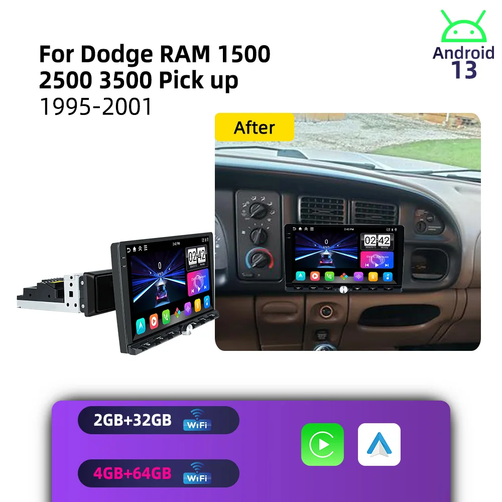 Car Stereo Android for Dodge RAM 1500 2500 3500 Pick Up 1995-2001 1 Din 9