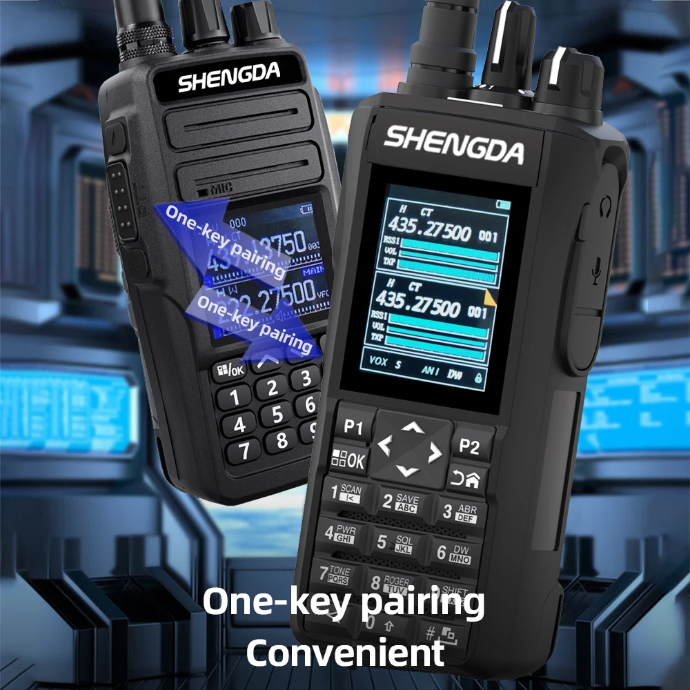 SD-R7 トランシーバー 10w ワンキー周波数マッチング チャンネルスキャン UHF/VHF 4バンド 2インチカラースクリーン Type-C充電/デスクチャージャー