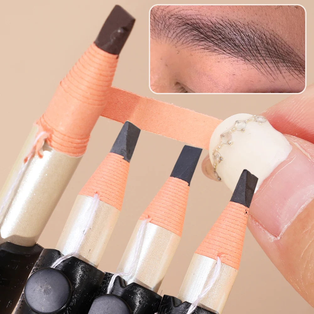 

4colors Tear Off Pull Line Eyebrow Pen with Mini Pencil Sharpener Sweat Proof and Smudge Proof Eye Brows Enhancers Cosmetic Tool
