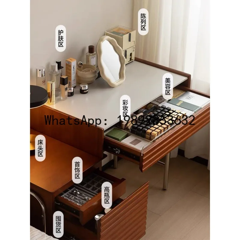 

4-9 solid wood retro solid wood storage integrated makeup table bedroom storage small apartment desk dressing table chest