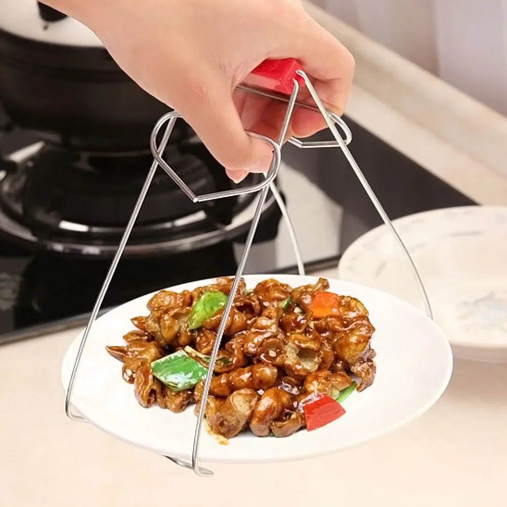 

Kitchen Plate Clamp Tongs Steel Hot Bowl Holder Hot Plate Gripper Dish Clamp Tongs Microwave Oven Tool