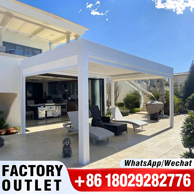 

oscaracso Motorised Outdoor Garden Aluminum Pergola Sun Shade Outdoor Louvre Roof Bioclimatic Aluminium Modern Pergola