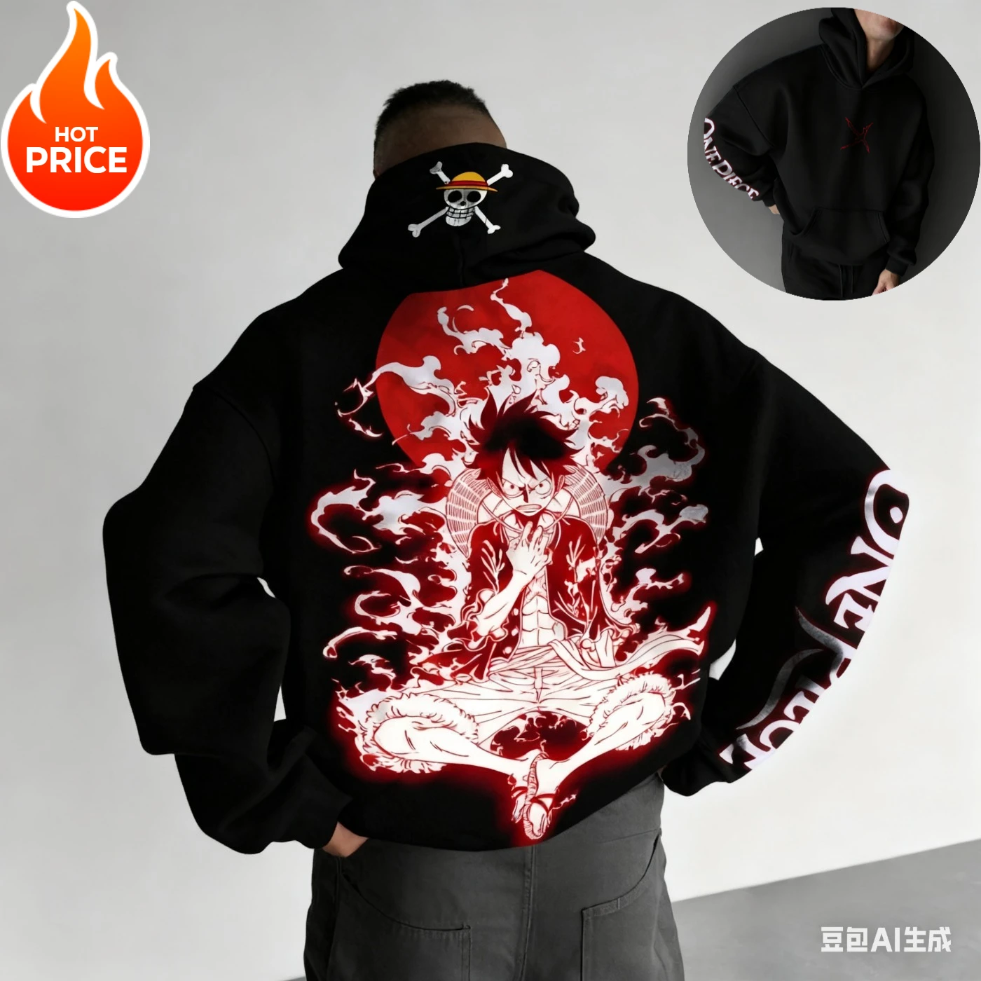 Luffy 2025-Sudadera con capucha de una pieza para hombre y mujer, ropa de calle Harajuku Retro de gran tamaño, Top holgado de manga larga, Unisex Y2k