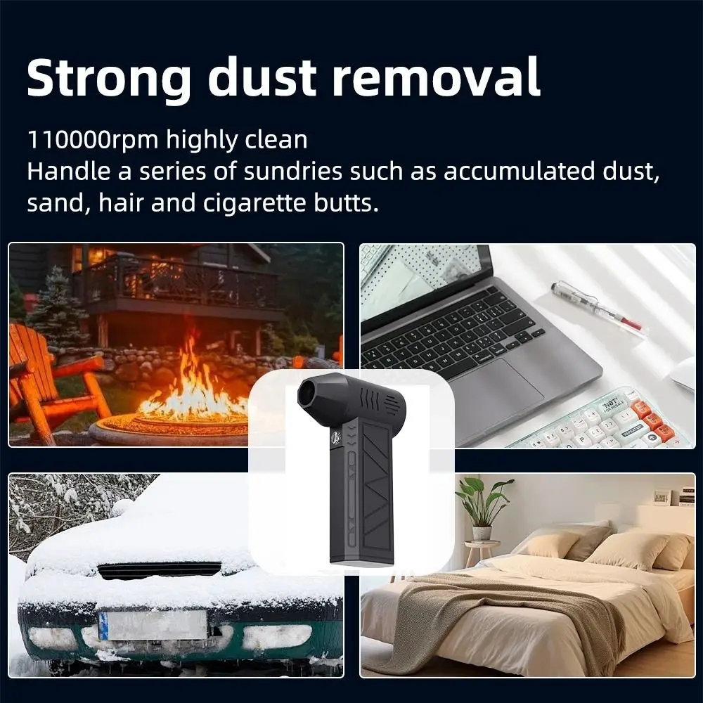 Car Wind Speed 35m/s 130000RPM Turbofan With Flashlights Powerful High Power Jet Fan Dust Blower Dust Removal Mini Air Duster