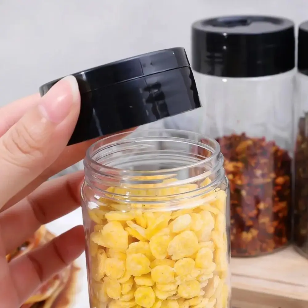 Clear Plastic Spice Jar Adjustable Hole Size Rotateable Lid BBQ Spice Container Kitchen Storing Spice Powders Seasoning Box