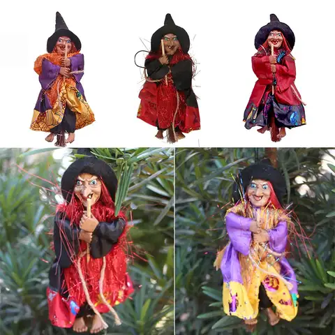 High Quality New Doll Ornaments Garden Bar Decor Halloween Hanging Doll Witch Figurine Witch Pendant Ghost Festival