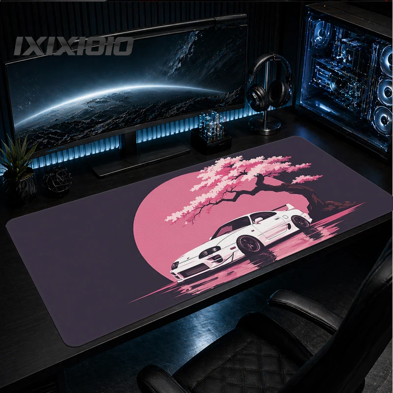 Mouse Pad Gamer Sakura Sports Car Night printon demand Large Mousepad XXL Desk Mats Mouse Mat Office Carpet Desktop Mouse Pad