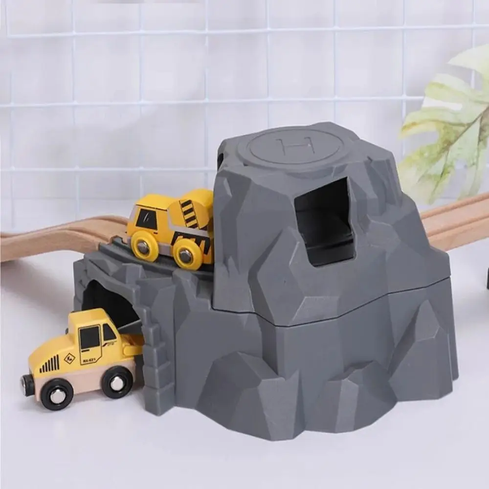 

Simulation Wooden Track Tunnel Railway Toys Mountain Cave Track Train Double Tunnel Plastic Gray Wooden Track Train Toy