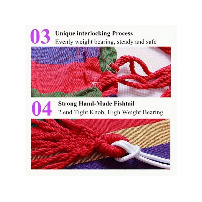 1pc Portable Camping Hammock With Carrying Bag And Tree Straps - Supports Up To 330lbs, Anti-Roll Design For Comfortable Sleep image 4